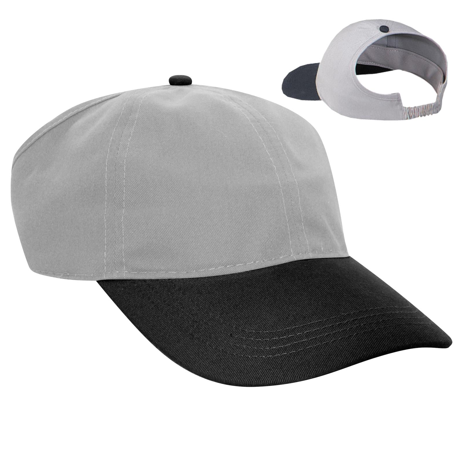 Front View of 0314 - Blk/Gry OTTO CAP 4 Panel Ponytail Cap
