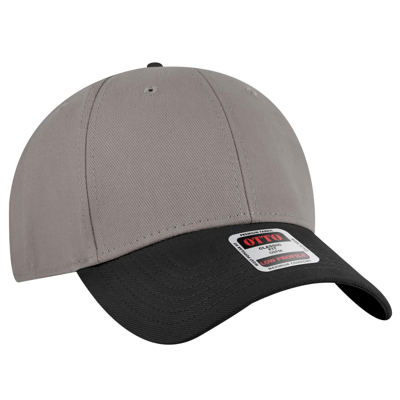Front View of 0314 - Blk/Gry OTTO CAP 6 Panel Low Profile Baseball Cap