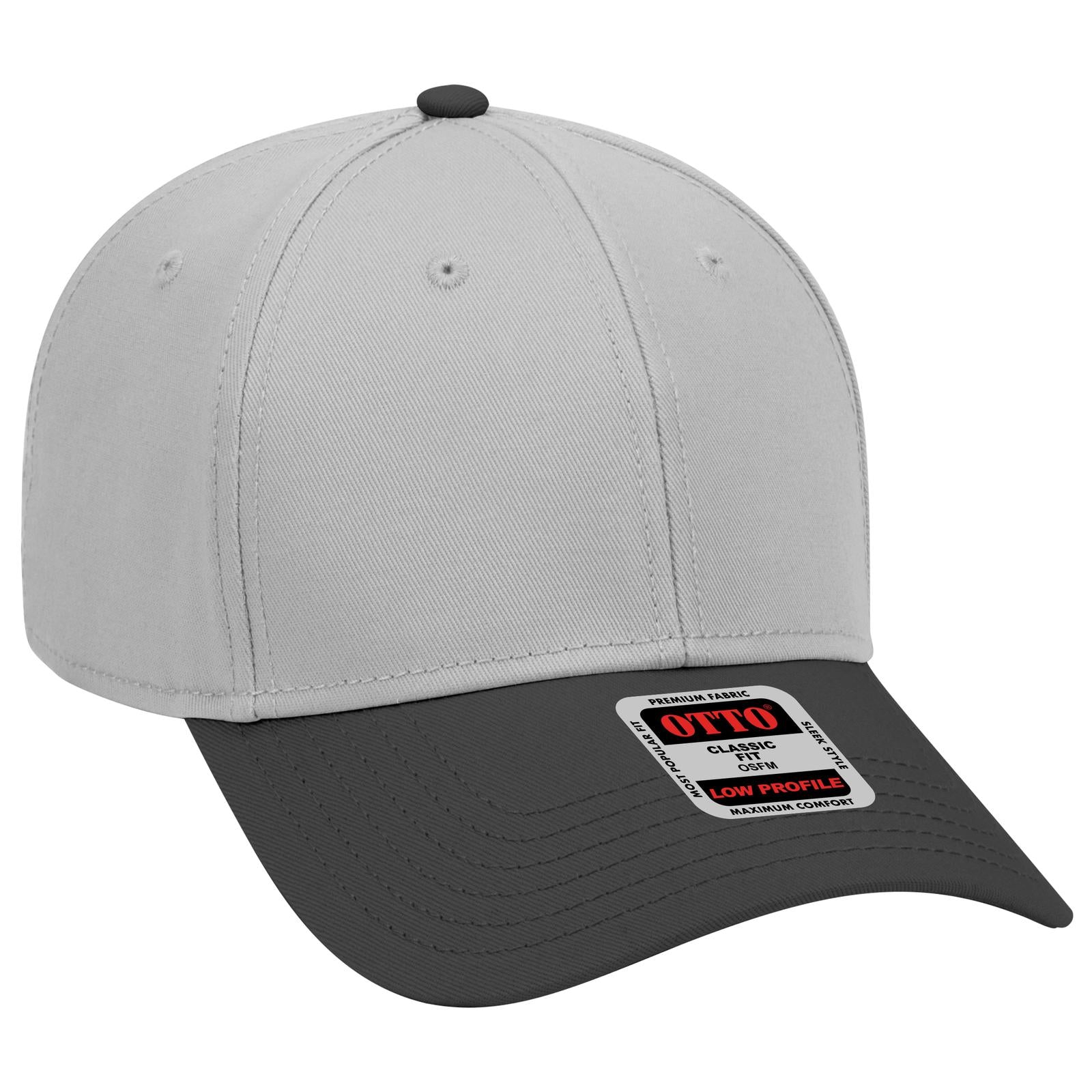 Front View of 031414 - Blk/Gry/Gry OTTO CAP 6 Panel Low Profile Baseball Cap