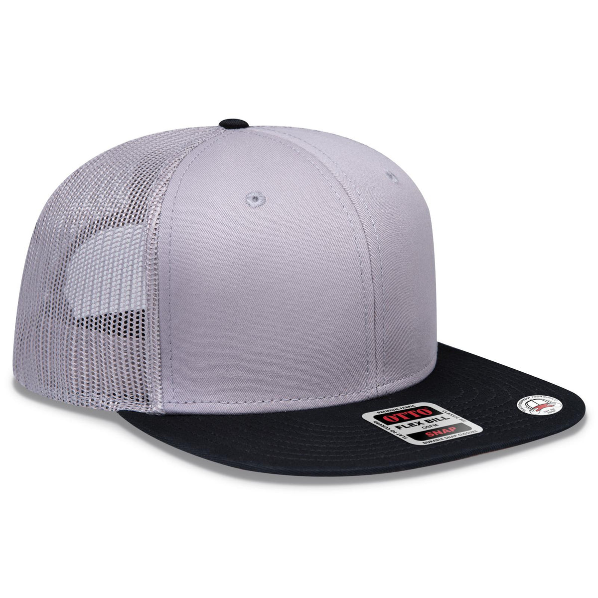 Right View of 031414 - Blk/Gry/Gry OTTO CAP "OTTO SNAP" 6 Panel Pro Style Mesh Back Trucker Snapback Hat