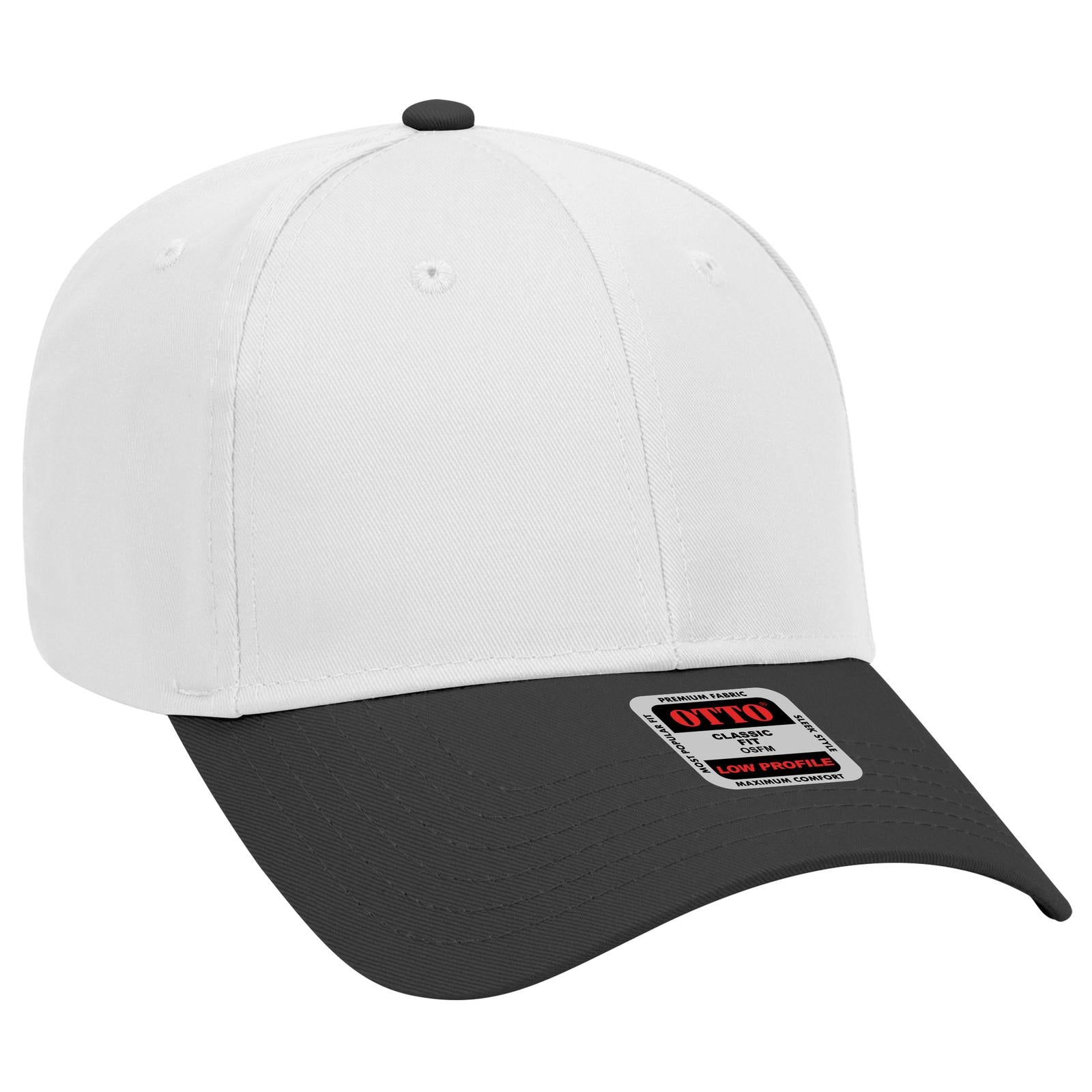 Front View of 0316 - Blk/Wht OTTO CAP 6 Panel Low Profile Baseball Cap