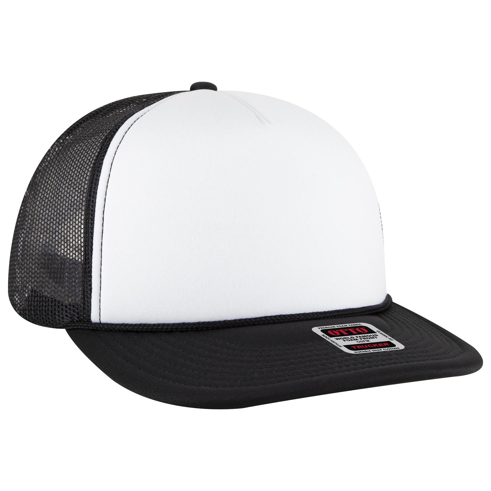 Right View of 031603 - Blk/Wht/Blk OTTO CAP 5 Panel Pro Style Mesh Back Trucker Hat