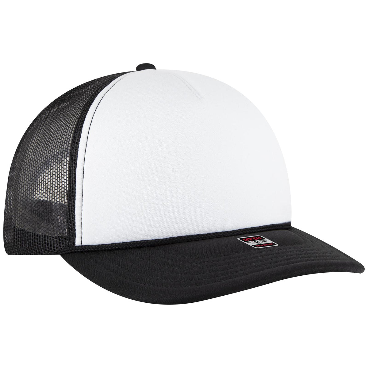 Right View of 031603 - Blk/Wht/Blk OTTO CAP 5 Panel Pro Style Mesh Back Trucker Hat