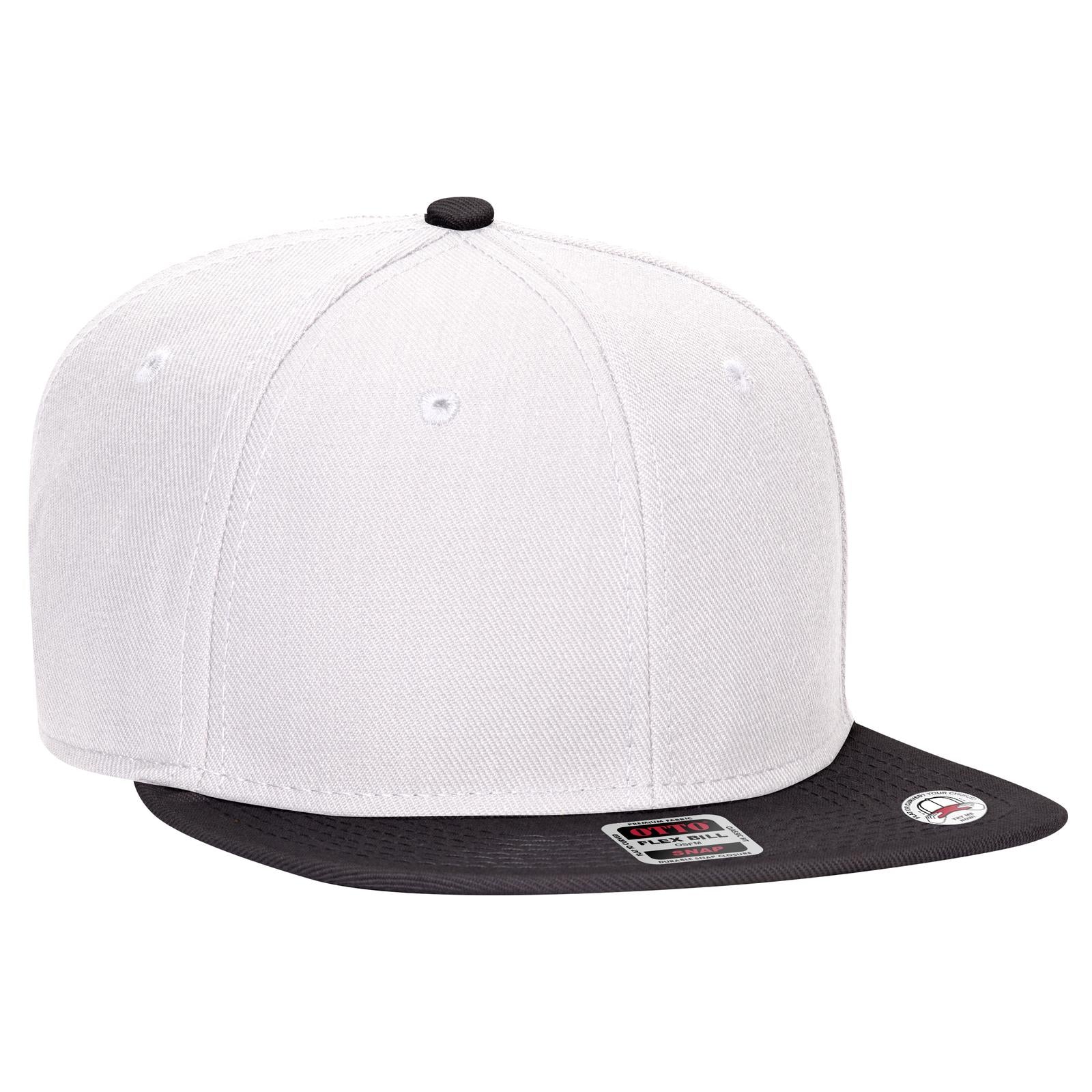 Front View of 031616 - Blk/Wht/Wht OTTO CAP "OTTO SNAP" 6 Panel Pro Style Snapback Hat