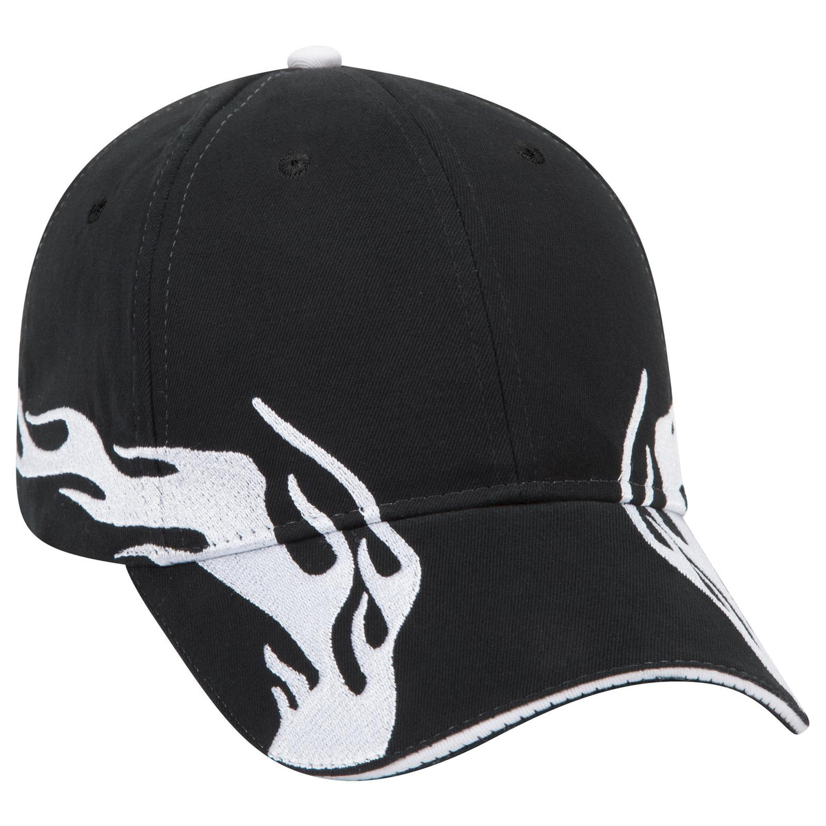 Right View of 031616D - Blk/Wht/Wht OTTO CAP 6 Panel Low Profile Baseball Cap