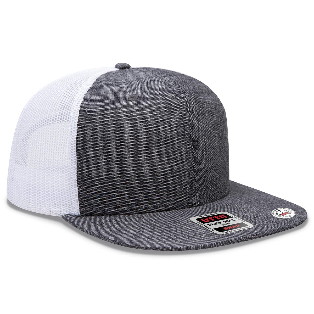Right View of 0316A - Blk/Wht OTTO CAP "OTTO SNAP" 6 Panel Pro Style Mesh Back Trucker Snapback Hat