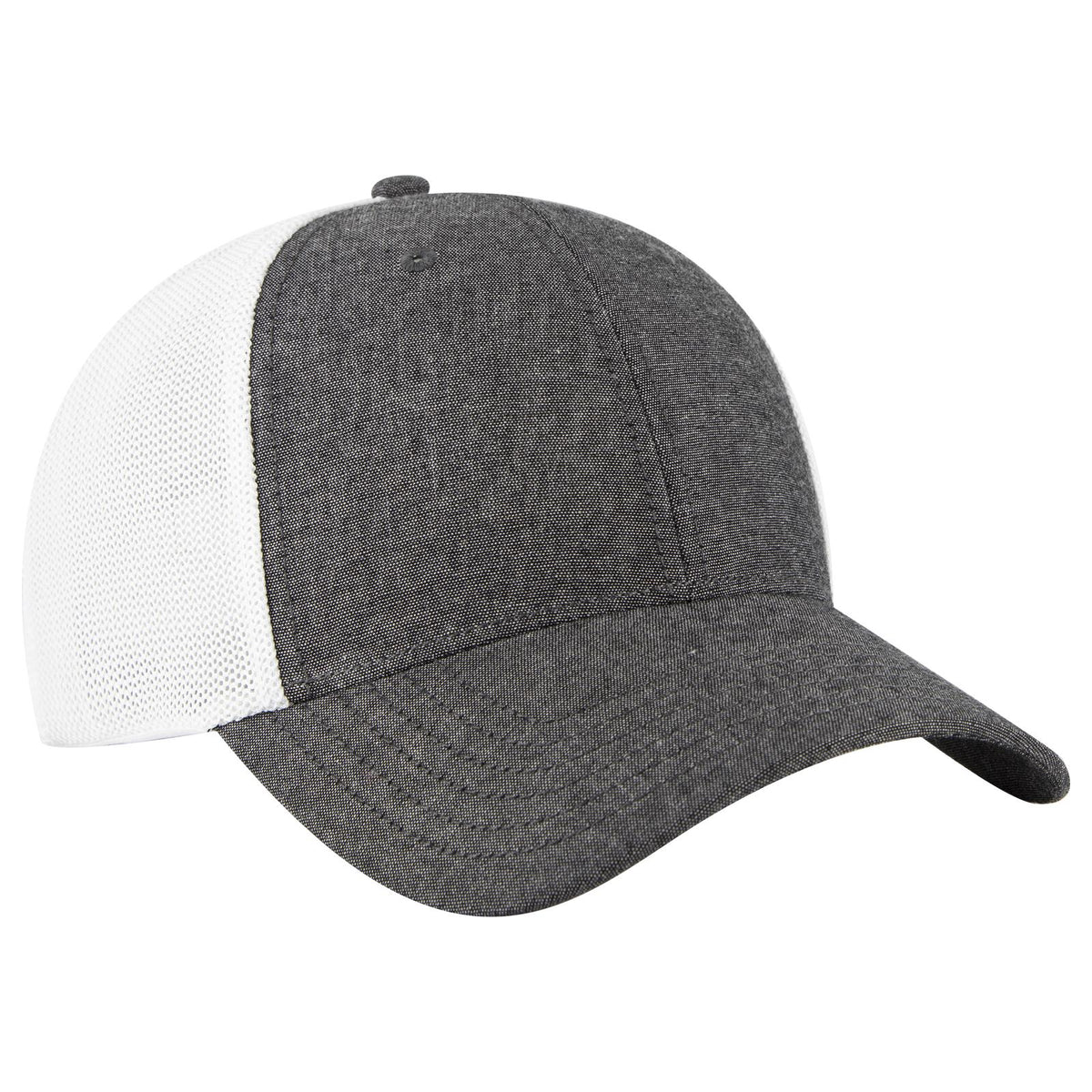 Right View of 0316C - Blk/Wht OTTO CAP "OTTO COMFY FIT" 6 Panel Low Profile Mesh Back Trucker Hat