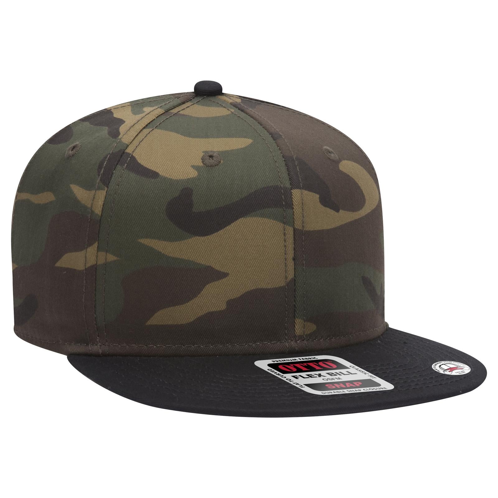 Front View of 031707B - Blk/Dk.Grn/Brn OTTO CAP “OTTO SNAP” 6 Panel Pro Style Snapback Hat