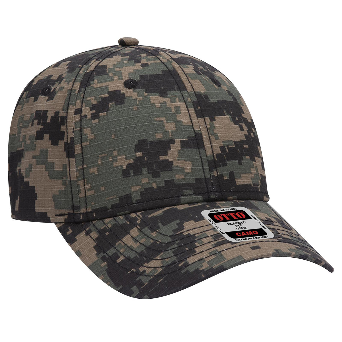Right View of 031753A - Blk/Dk.Grn/Dk.Kha OTTO CAP Camouflage 6 Panel Low Profile Baseball Cap