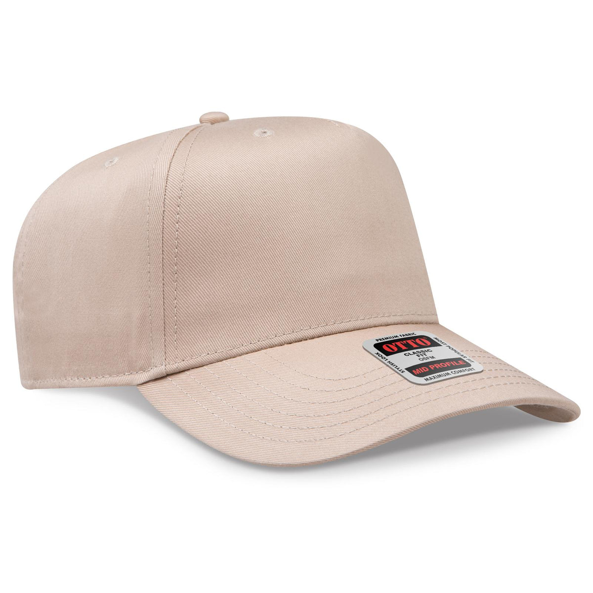 Right View of 032 - Khaki OTTO CAP 5 Panel Mid Profile Baseball Cap
