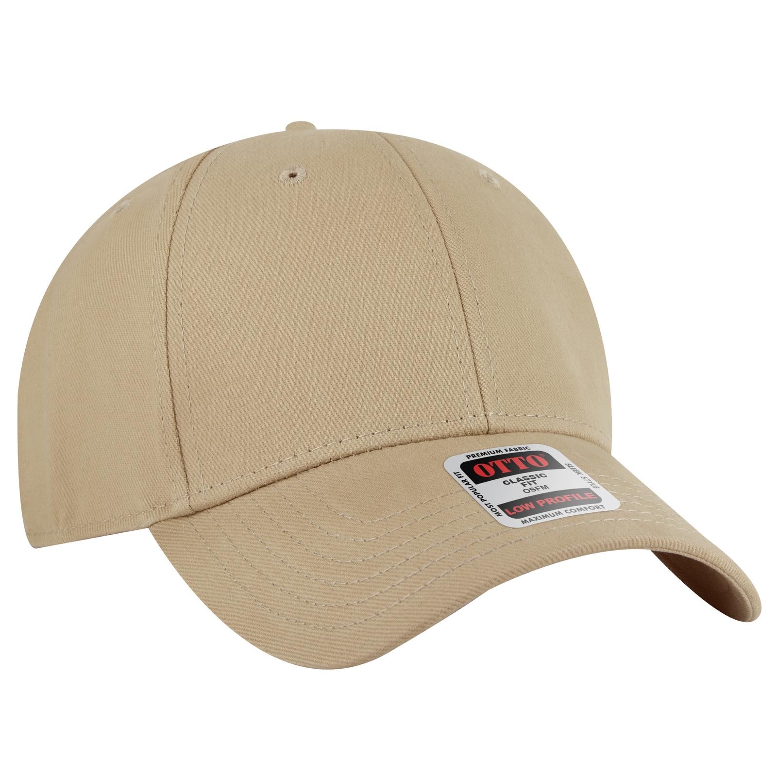 Front View of 032 - Khaki OTTO CAP 6 Panel Low Profile Baseball Cap