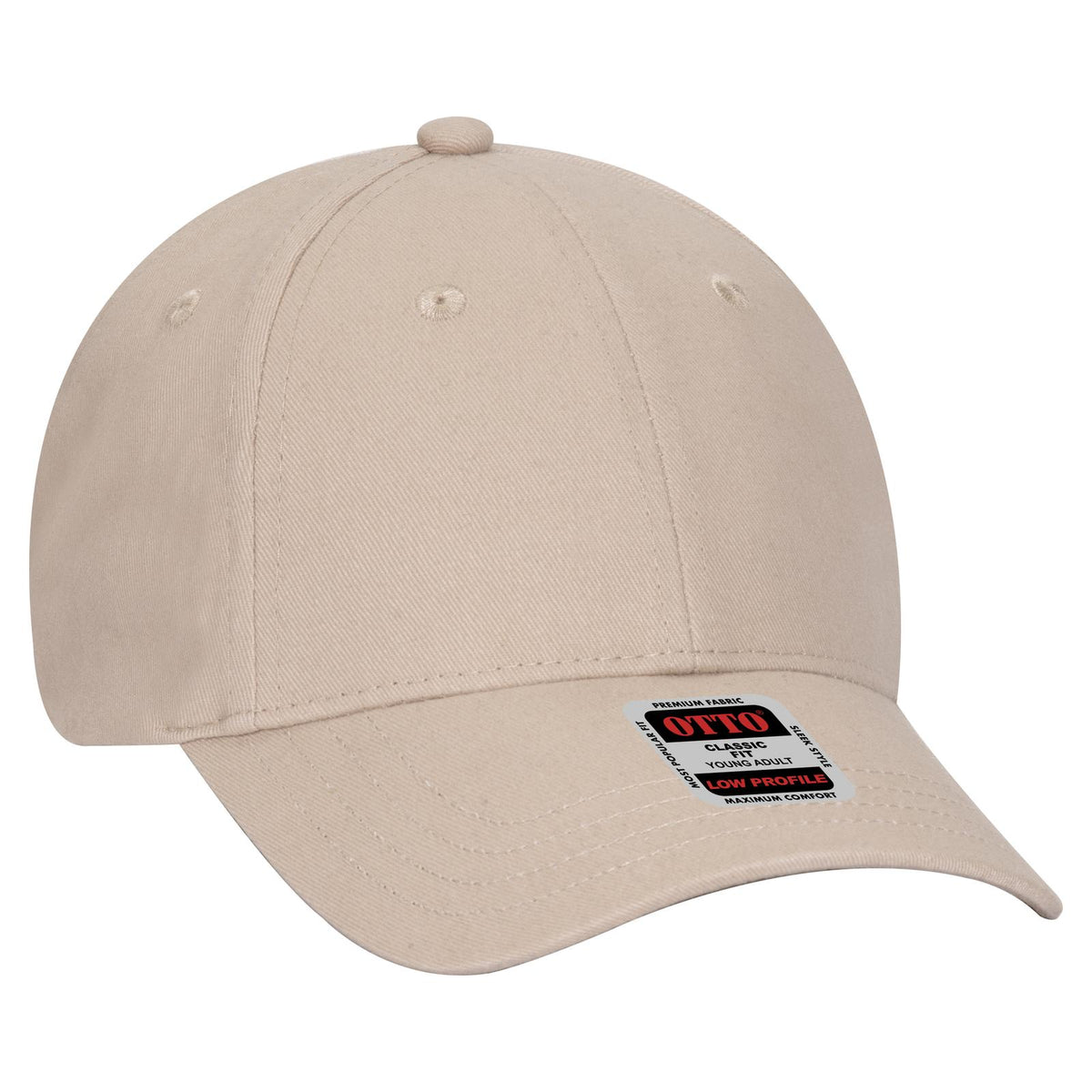 Right View of 032 - Khaki OTTO CAP 6 Panel Low Profile Baseball Cap