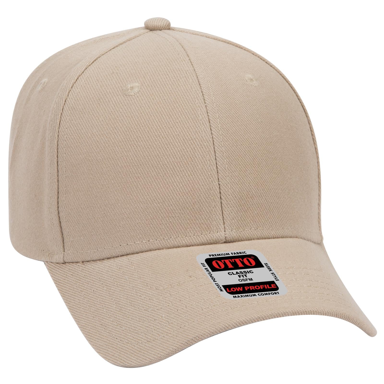 Front View of 032 - Khaki OTTO CAP 6 Panel Low Profile Baseball Cap