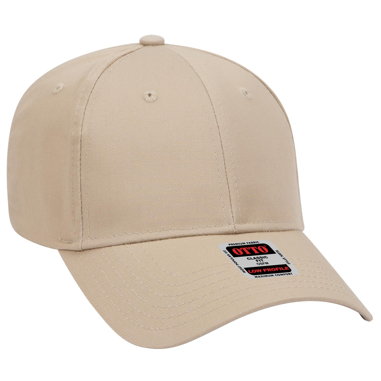 Front View of 032 - Khaki OTTO CAP 6 Panel Low Profile Baseball Cap