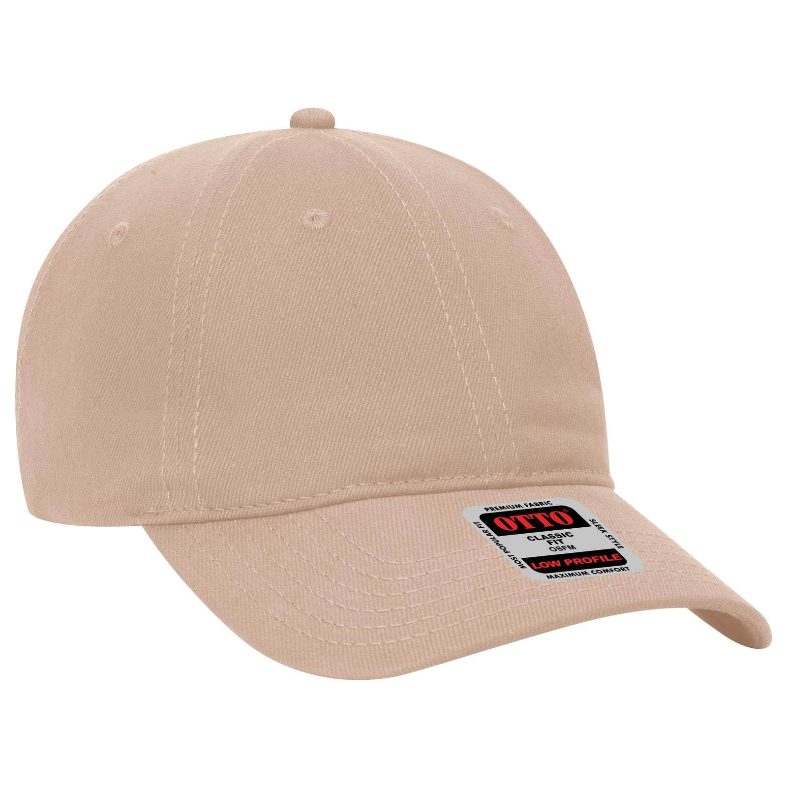 Front View of 032 - Khaki OTTO CAP 6 Panel Low Profile Baseball Cap