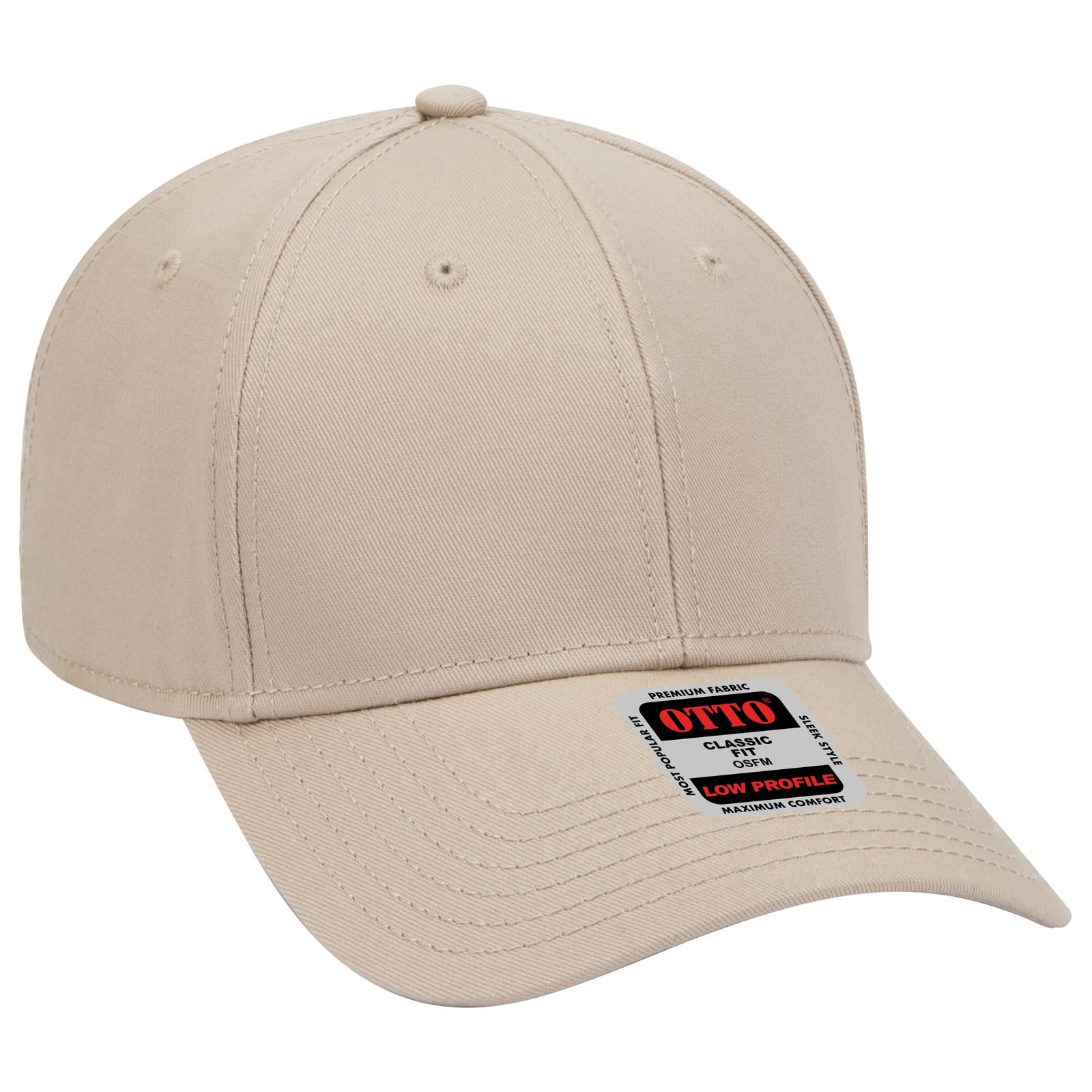 Front View of 032 - Khaki OTTO CAP 6 Panel Low Profile Baseball Cap