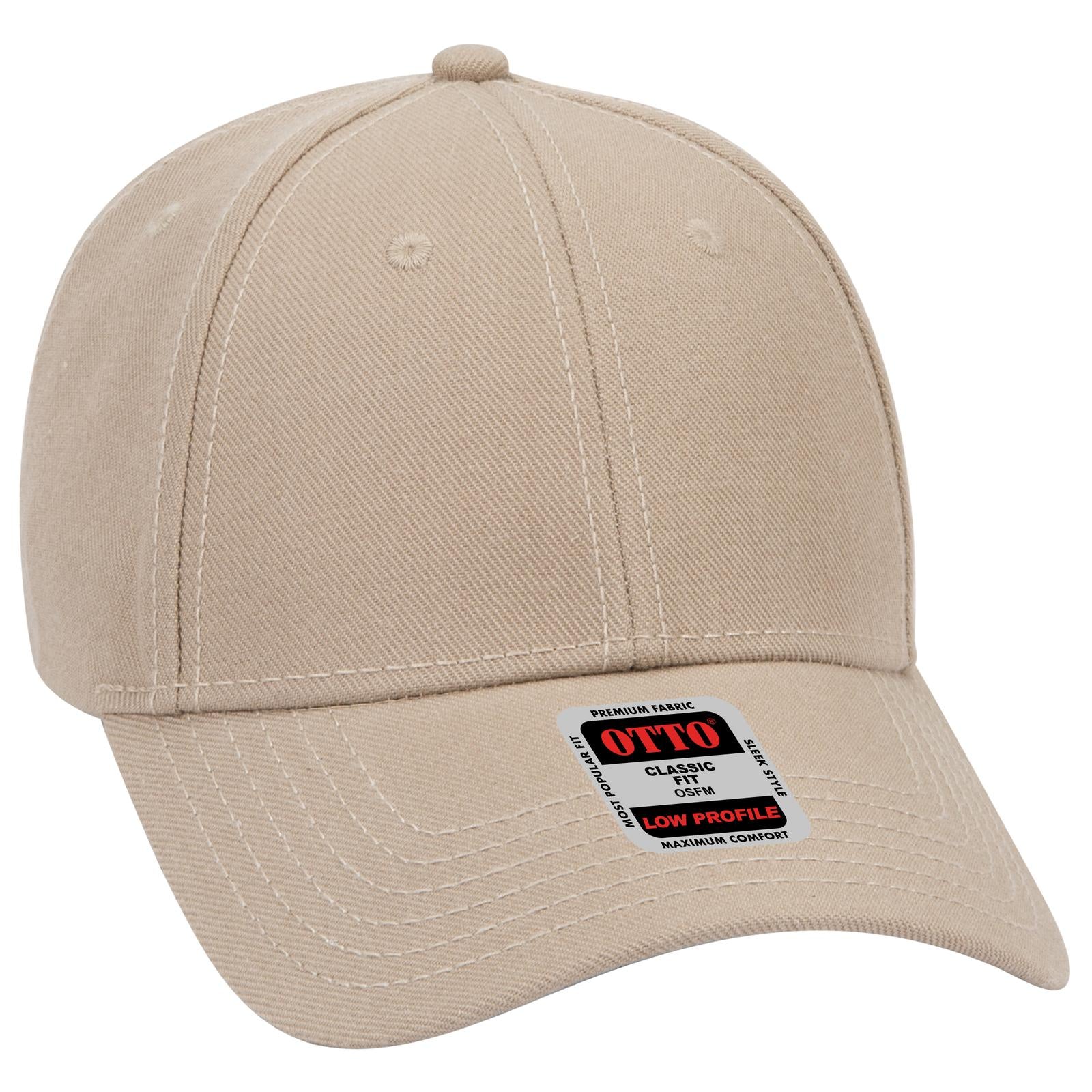 Right View of 032 - Khaki OTTO CAP 6 Panel Low Profile Baseball Cap