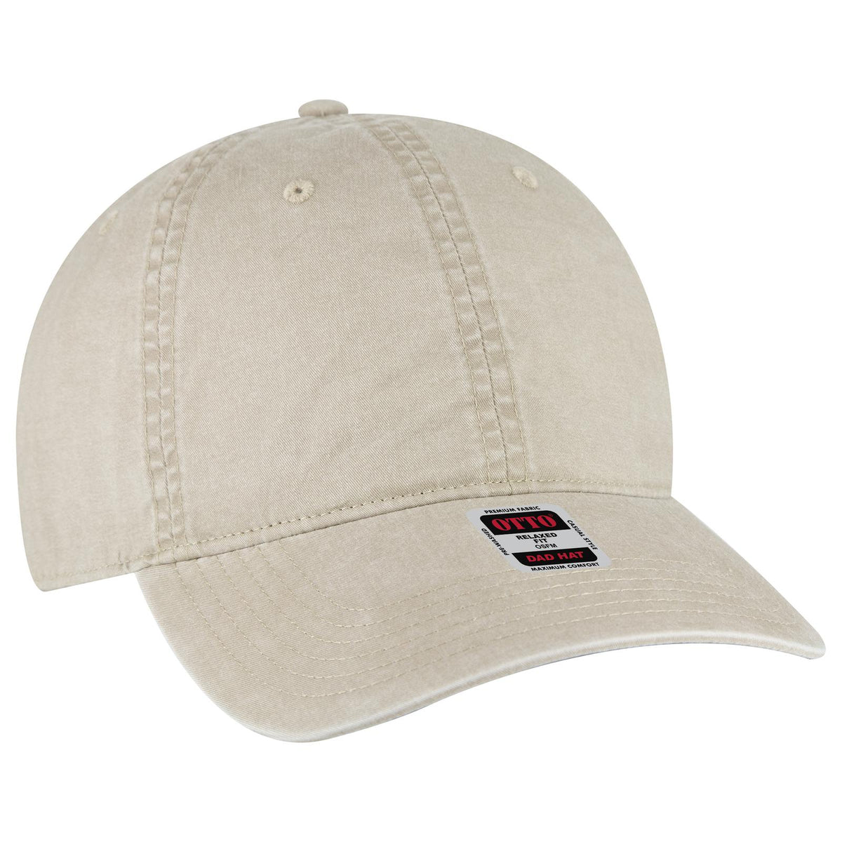 Right View of 032 - Khaki OTTO CAP 6 Panel Low Profile Dad Hat