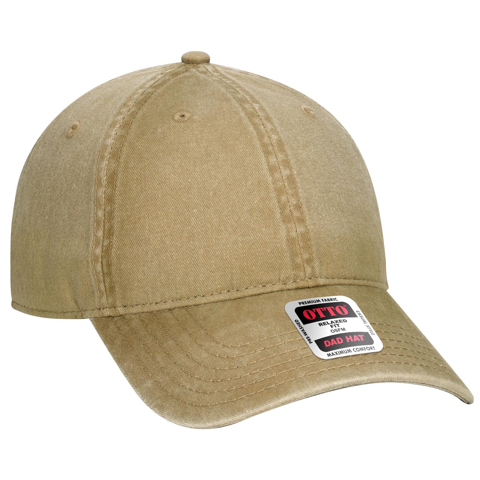 Front View of 032 - Khaki OTTO CAP 6 Panel Low Profile Dad Hat