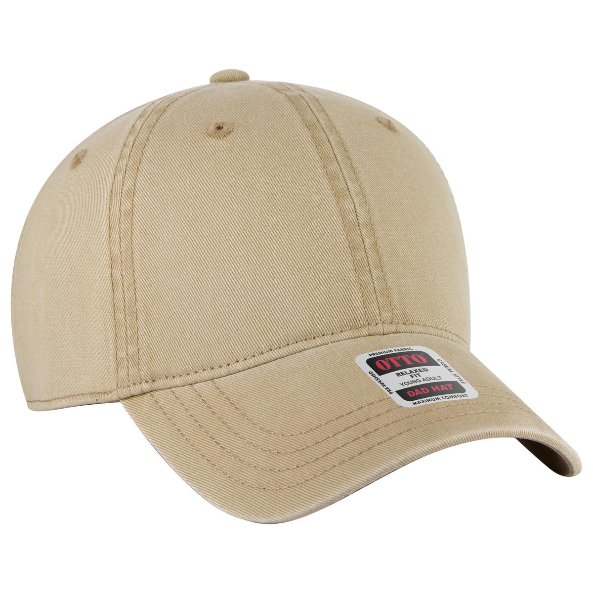 Right View of 032 - Khaki OTTO CAP 6 Panel Low Profile Dad Hat