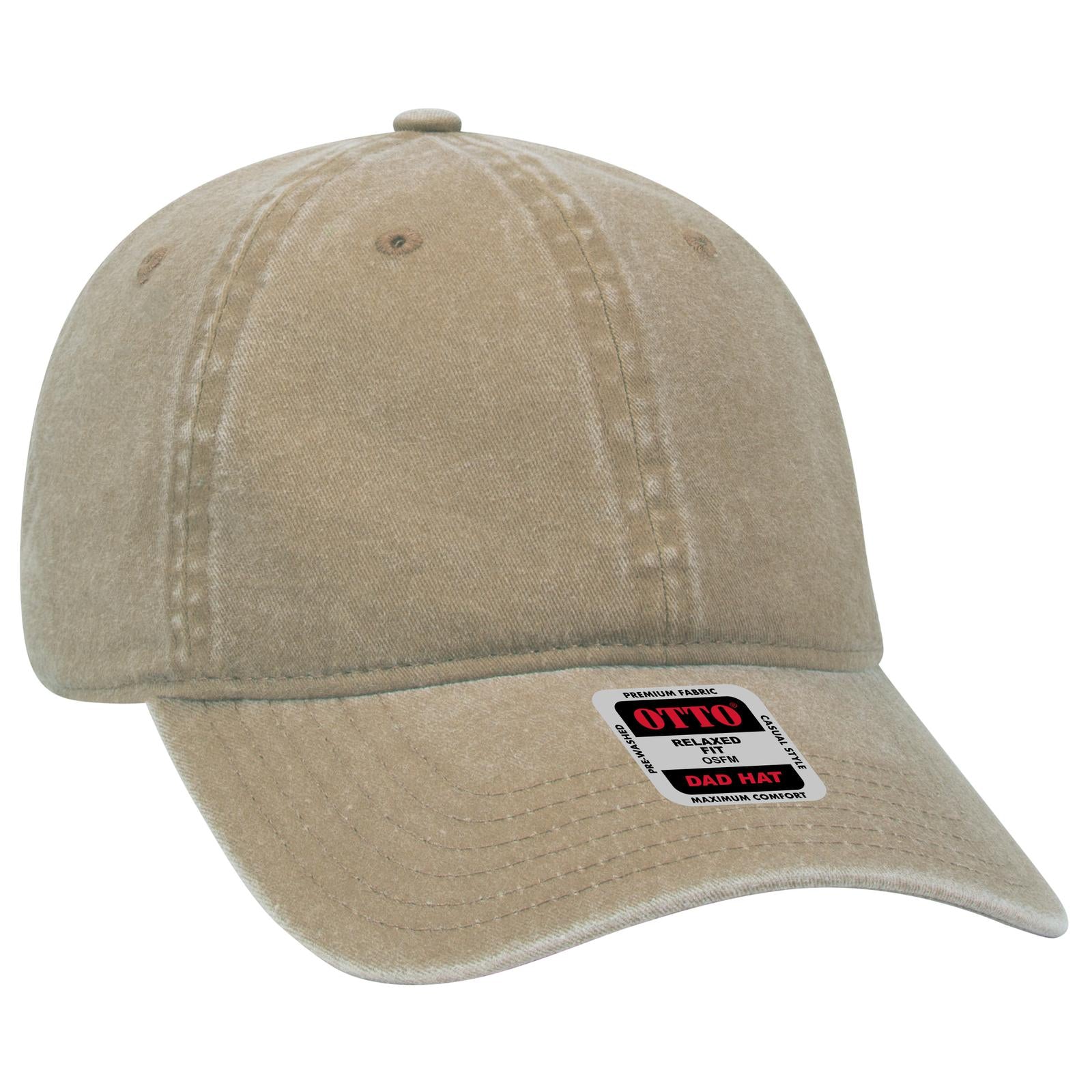 Right View of 032 - Khaki OTTO CAP 6 Panel Low Profile Dad Hat