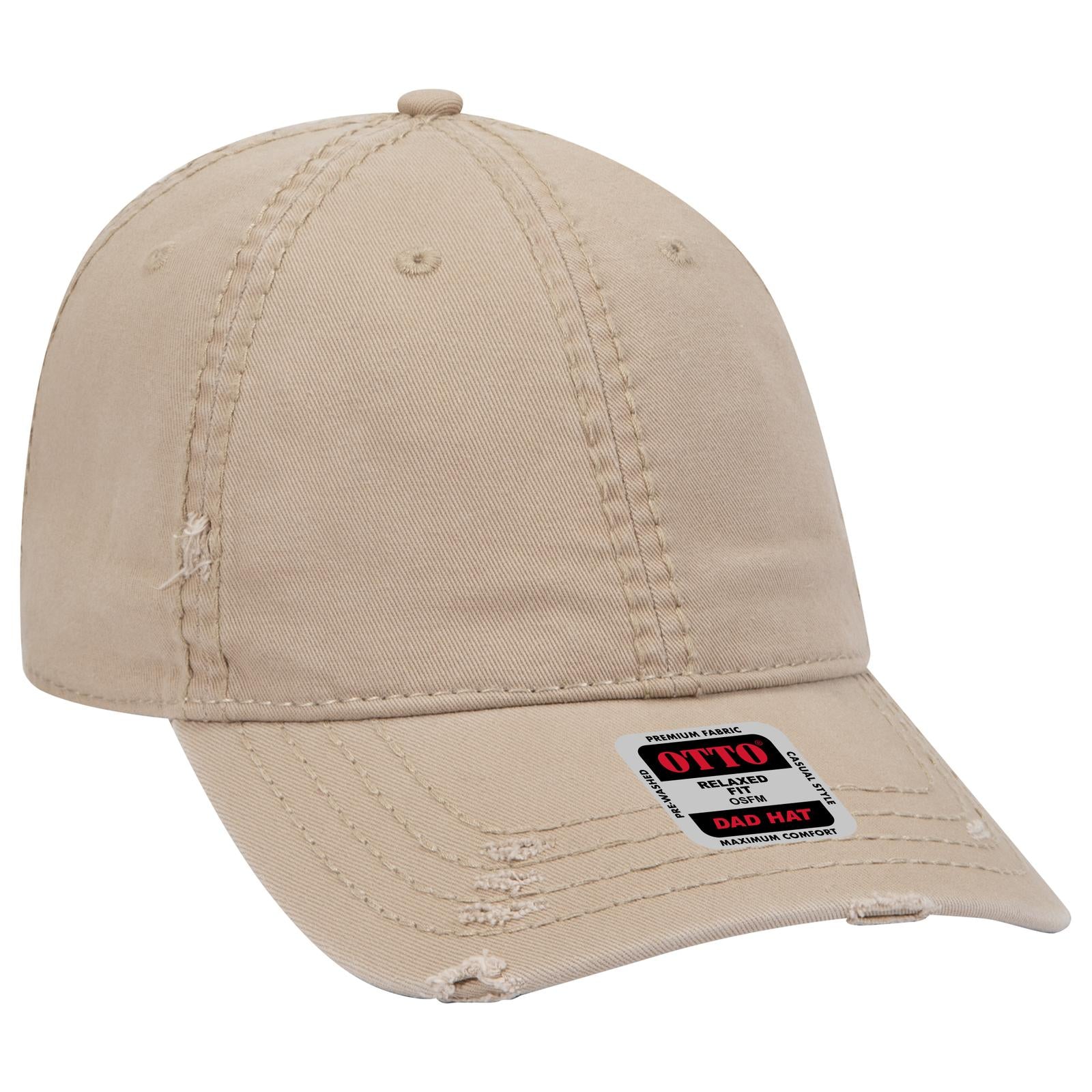 Front View of 032 - Khaki OTTO CAP 6 Panel Low Profile Dad Hat