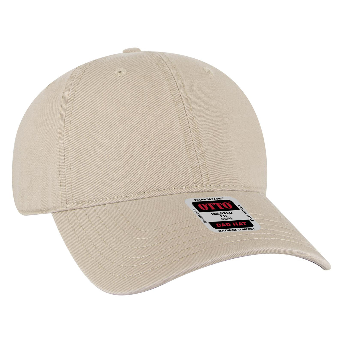 Right View of 032 - Khaki OTTO CAP 6 Panel Low Profile Dad Hat