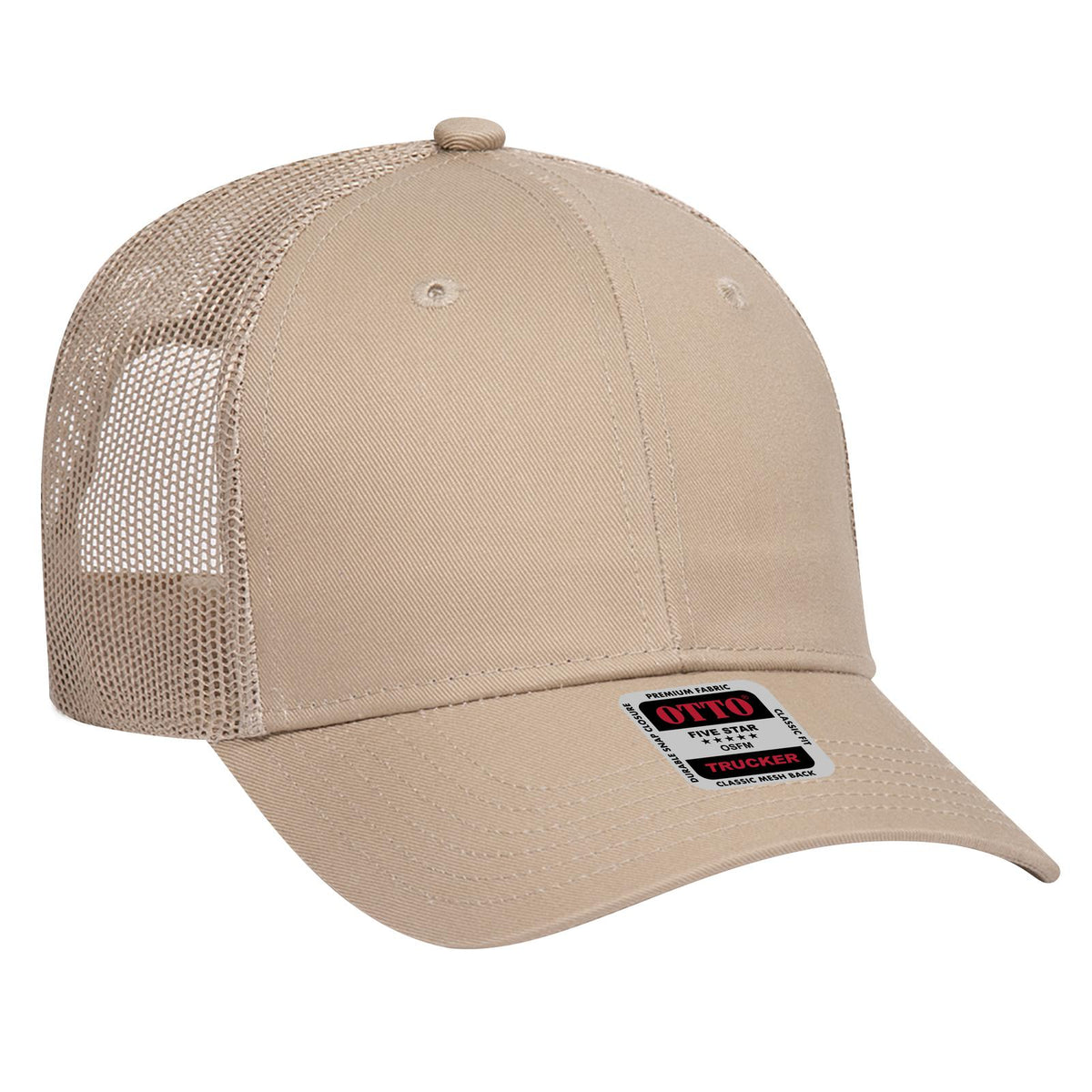 Right View of 032 - Khaki OTTO CAP 6 Panel Low Profile Mesh Back Trucker Hat