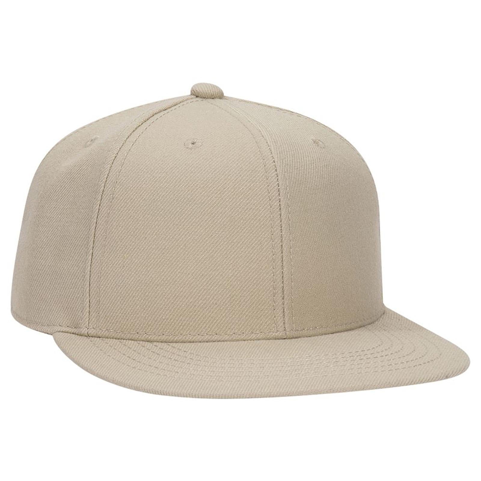Front View of 032 - Khaki OTTO CAP "OTTO FIT" 6 Panel Mid Profile Flat Visor Baseball Cap
