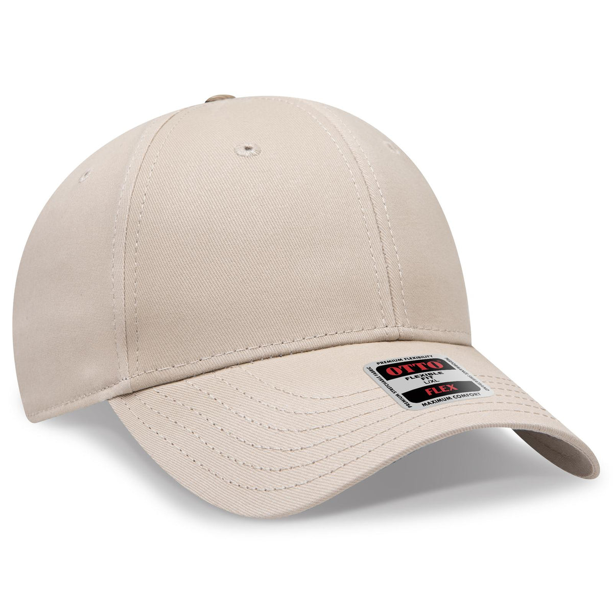 Right View of 032 - Khaki OTTO CAP "OTTO FLEX" Fitted 6 Panel Low Profile Baseball Cap