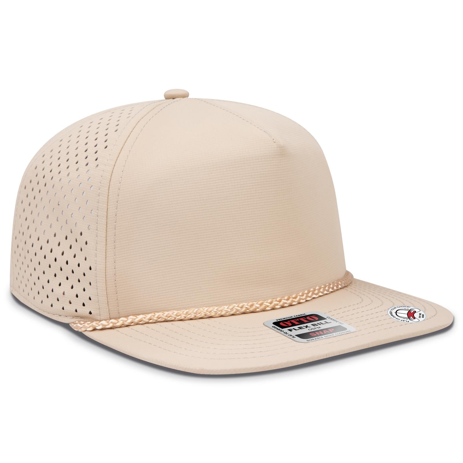 Right View of 032 - Khaki OTTO CAP "OTTO SNAP" 5 Panel Pro Style Snapback Hat