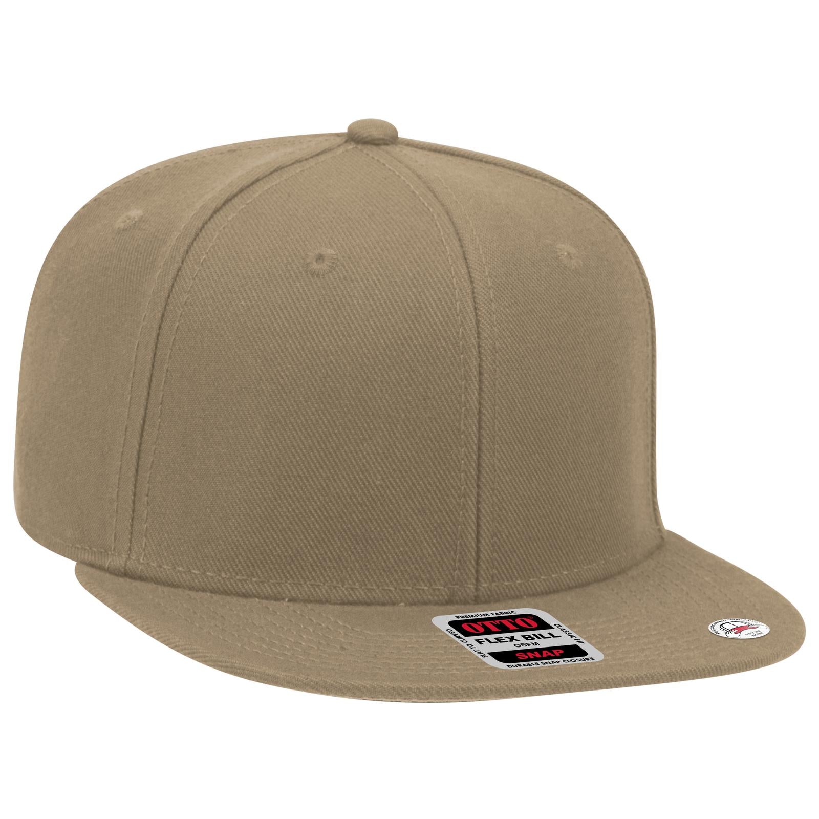 Front View of 032 - Khaki OTTO CAP "OTTO SNAP" 6 Panel Pro Style Snapback Hat