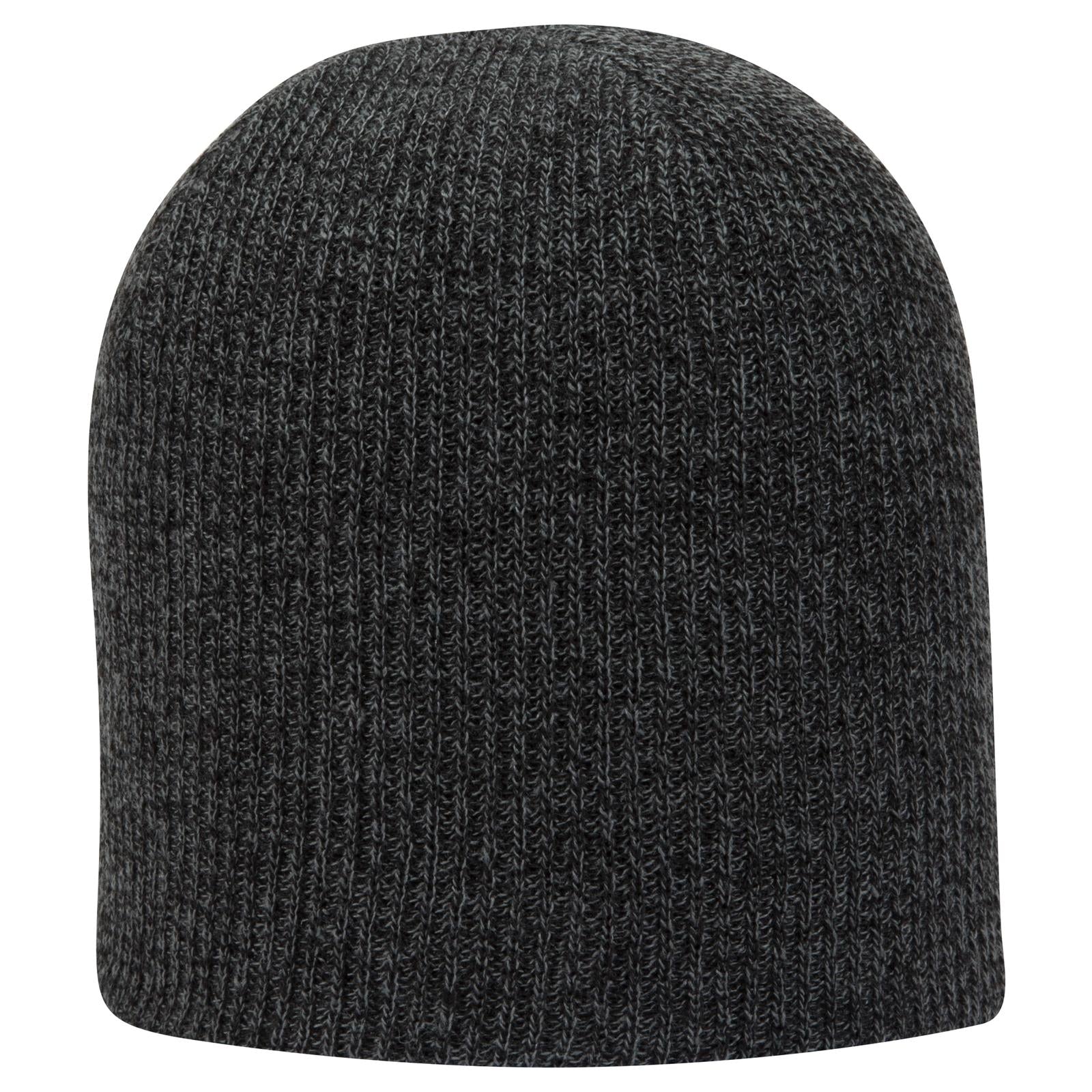 Front View of 0325 - Blk/Ch.Gry OTTO CAP 9 1/2" Premium Rib Knit Beanie