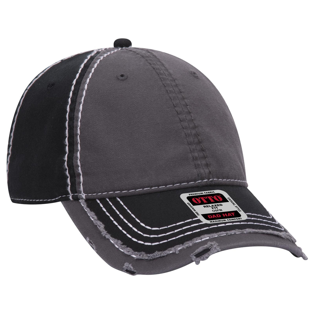 Right View of 032503 - Blk/Ch.Gry/Blk OTTO CAP 6 Panel Low Profile Dad Hat