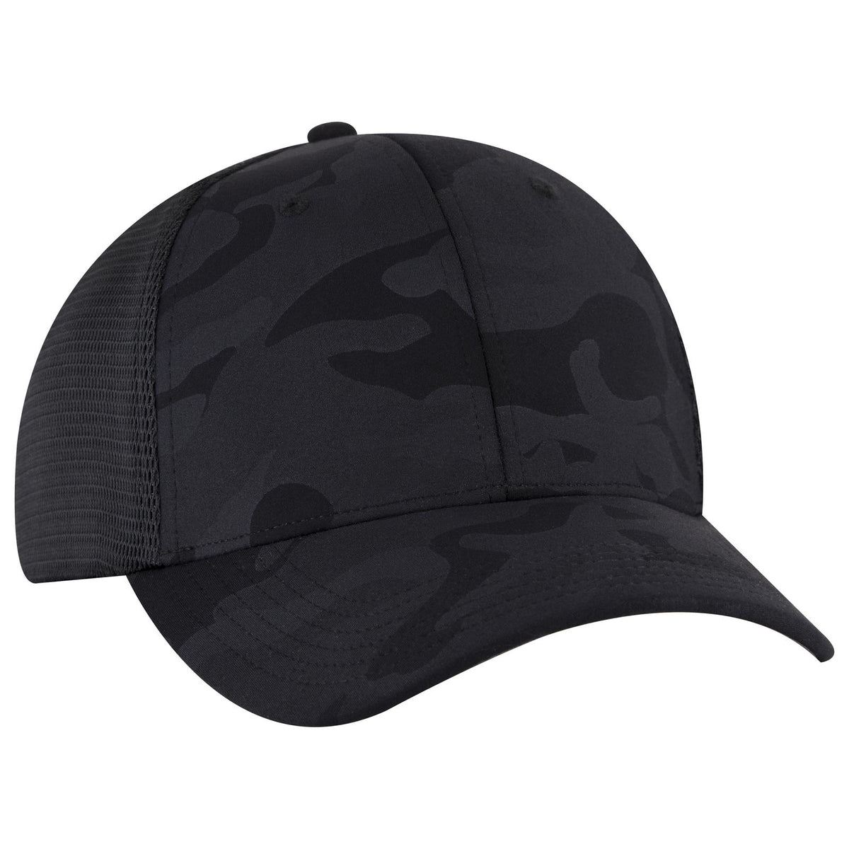 Right View of 032503 - Blk/Ch.Gry/Blk OTTO CAP "OTTO COMFY FIT" 6 Panel Low Profile Mesh Back Trucker Hat