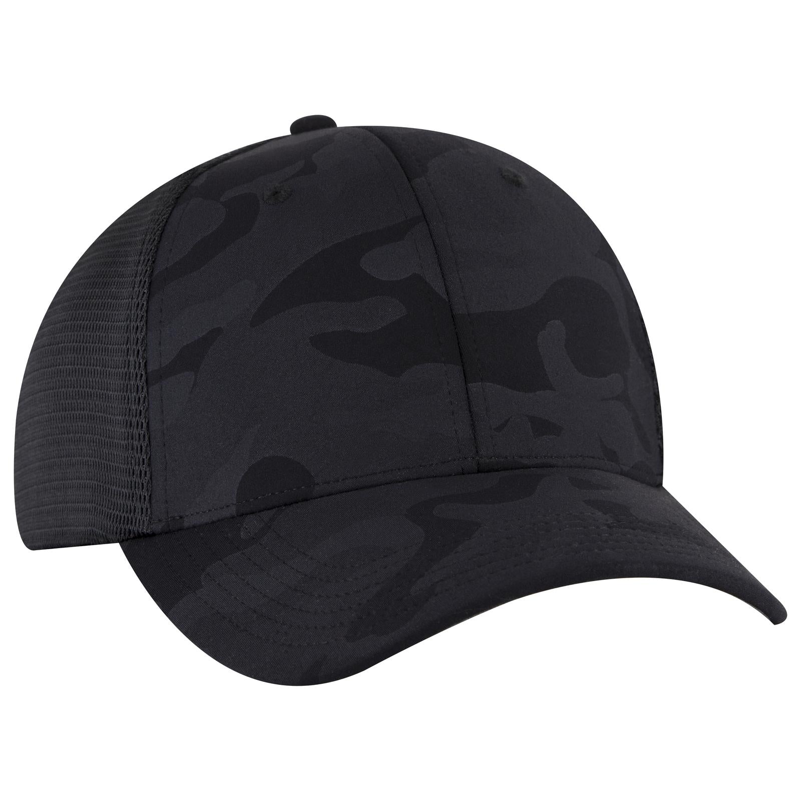 Right View of 032503 - Blk/Ch.Gry/Blk OTTO CAP "OTTO COMFY FIT" 6 Panel Low Profile Mesh Back Trucker Hat