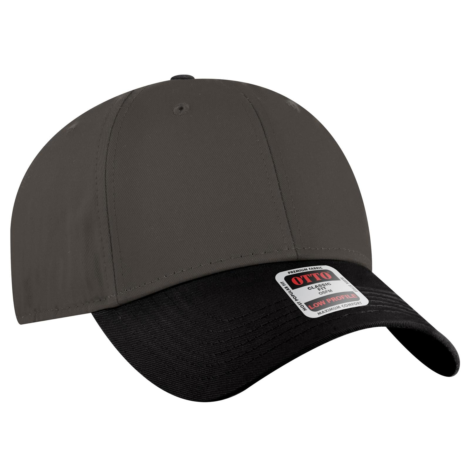 Front View of 032525 - Blk/Ch.Gry/Ch.Gry OTTO CAP 6 Panel Low Profile Baseball Cap