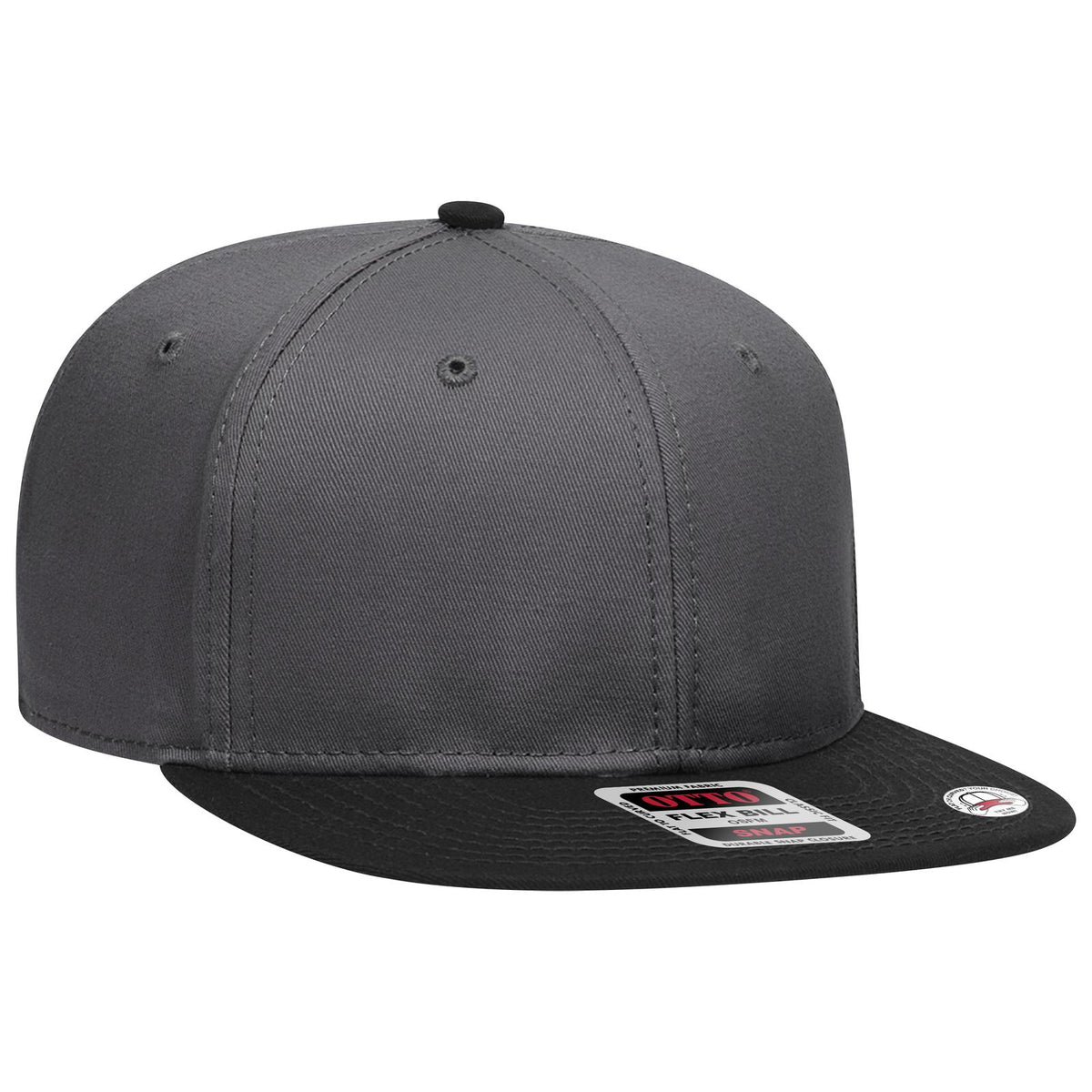 Right View of 032525 - Blk/Ch.Gry/Ch.Gry OTTO CAP “OTTO SNAP” 6 Panel Pro Style Snapback Hat