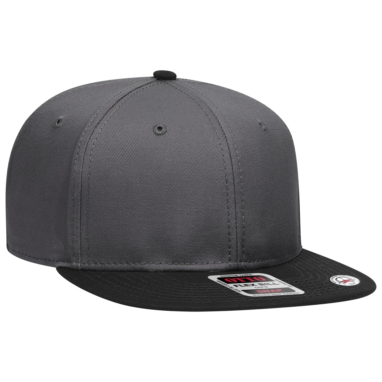 Front View of 032525 - Blk/Ch.Gry/Ch.Gry OTTO CAP “OTTO SNAP” 6 Panel Pro Style Snapback Hat