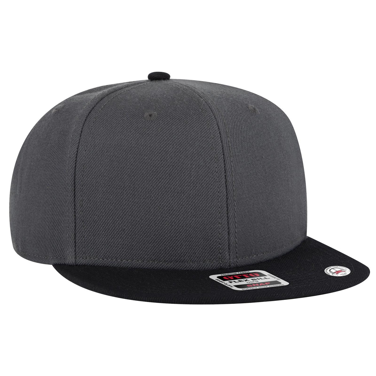 Right View of 032525B - Blk/Ch.Gry/Ch.Gry OTTO CAP "OTTO SNAP" 6 Panel Pro Style Snapback Hat