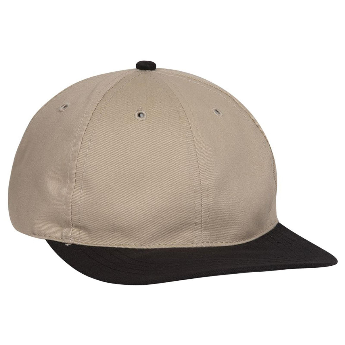 Right View of 0332 - Blk/Kha OTTO CAP 6 Panel Low Profile Baseball Cap