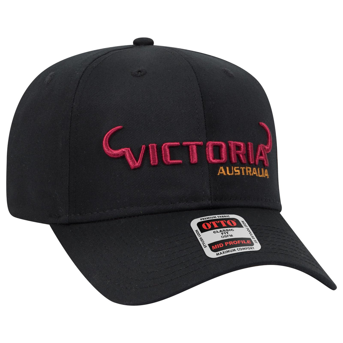 Right View of 0332 - Blk/Kha OTTO CAP 6 Panel Mid Profile Baseball Cap