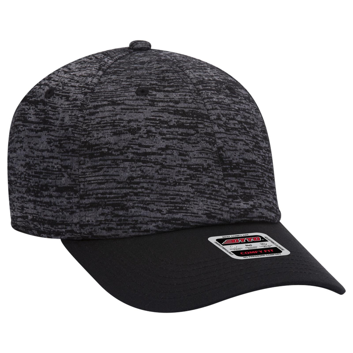 Right View of 0380 - Blk/Hthr. Blk OTTO CAP "OTTO COMFY FIT" 6 Panel Low Profile Baseball Cap
