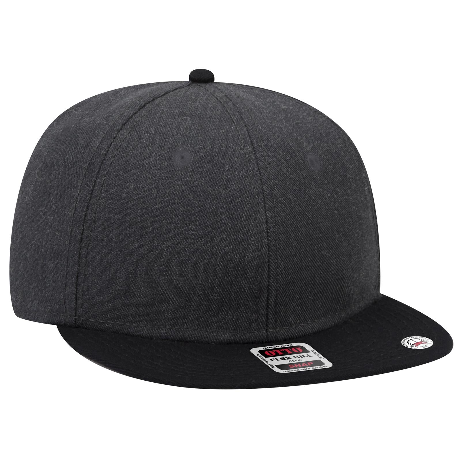 Front View of 038080 - Blk/H.Blk/H.Blk OTTO CAP "OTTO SNAP" 6 Panel Pro Style Snapback Hat