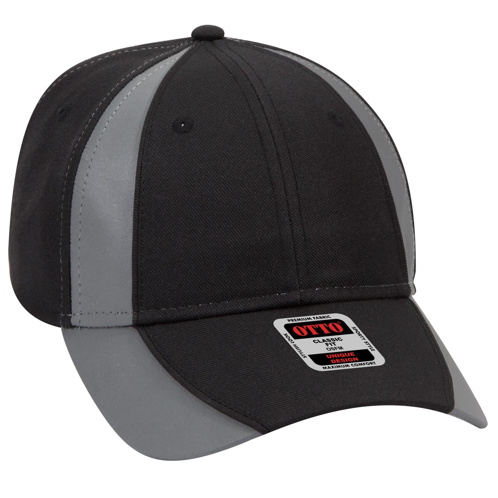 Right View of 0398 - Blk/Ref.Gry OTTO CAP 6 Panel Low Profile Baseball Cap