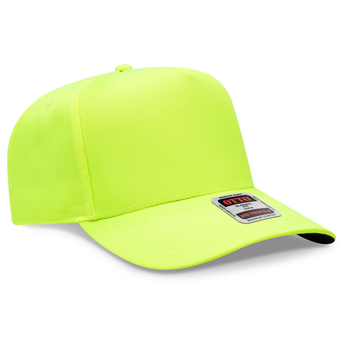 Right View of 040 - N. Yellow OTTO CAP 5 Panel Mid Profile Baseball Cap