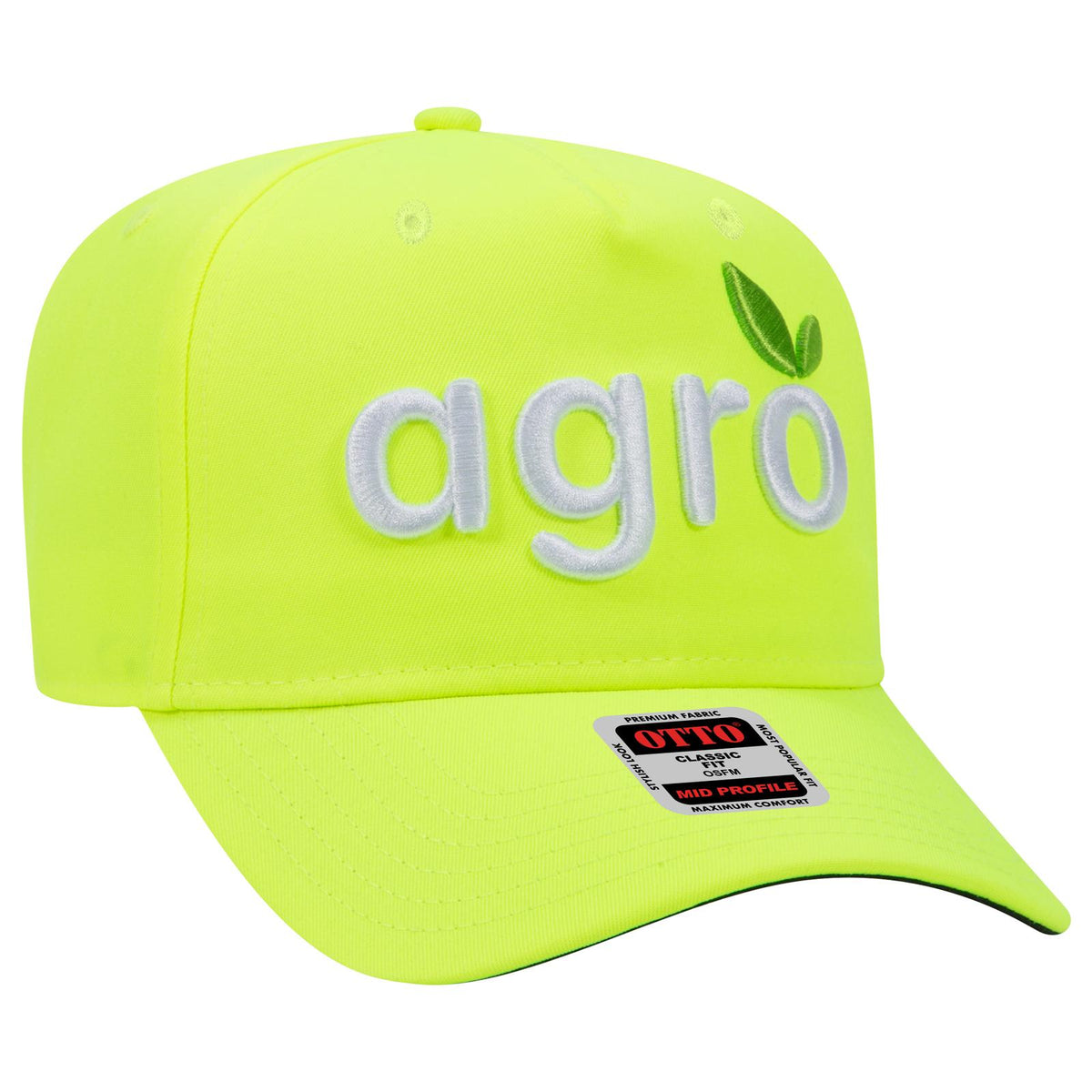 Right View of 040 - N. Yellow OTTO CAP 5 Panel Mid Profile Baseball Cap