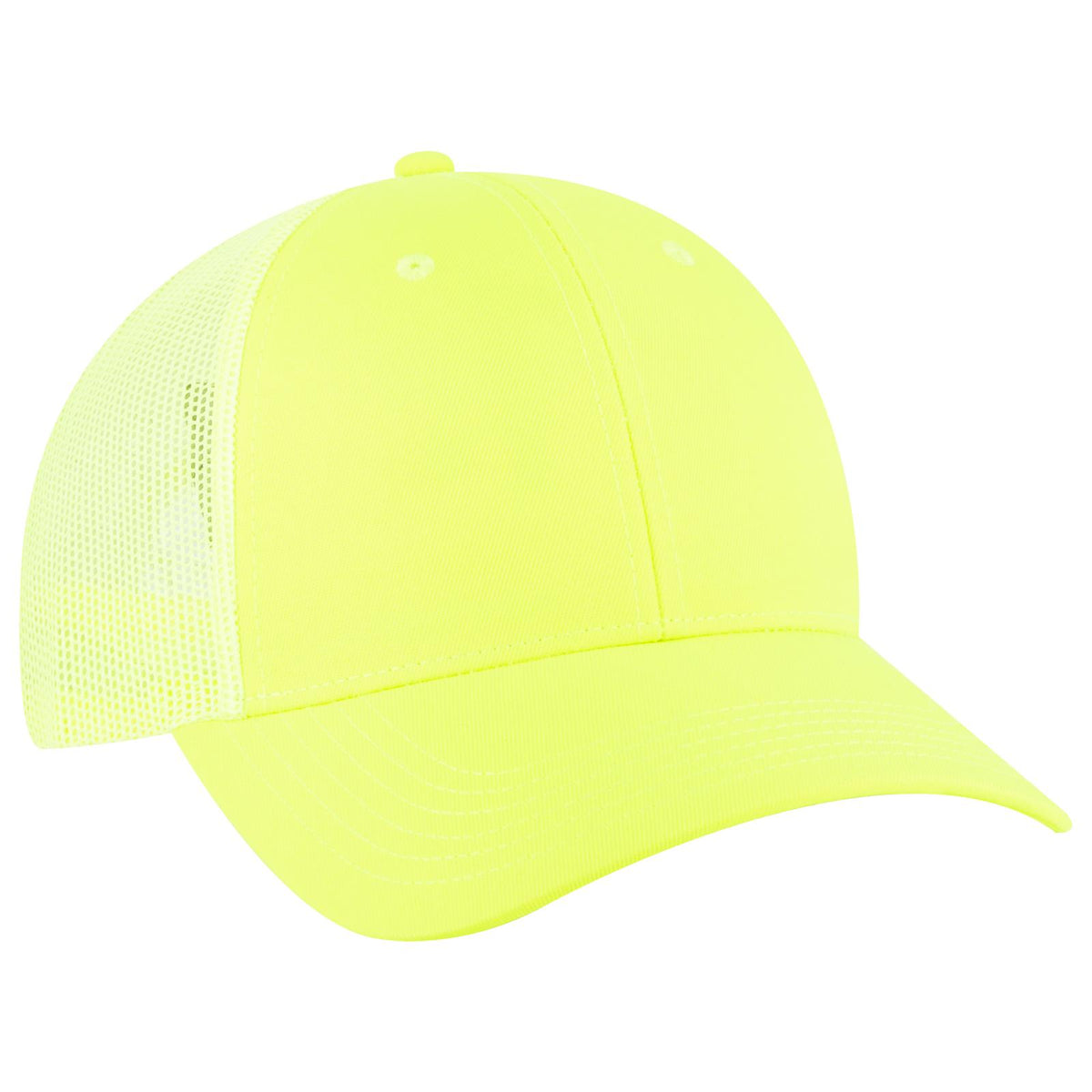 Right View of 040 - N. Yellow OTTO CAP 6 Panel Low Profile Mesh Back Trucker Hat