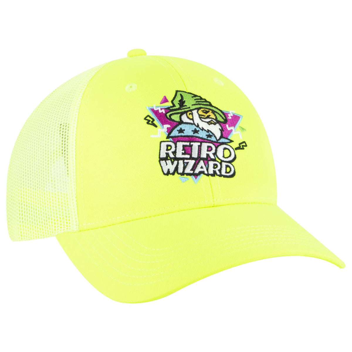 Right View of 040 - N. Yellow OTTO CAP 6 Panel Low Profile Mesh Back Trucker Hat