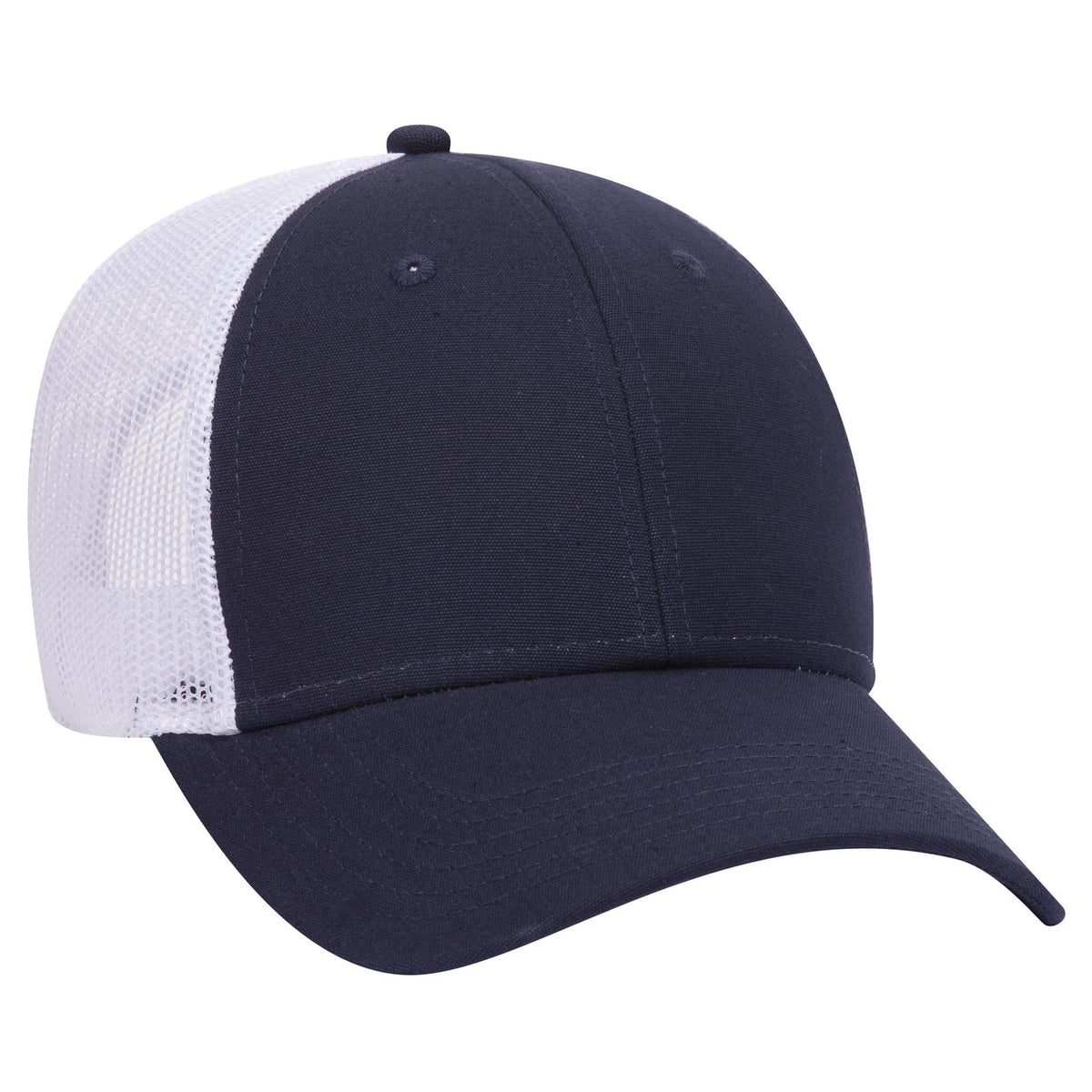 Right View of 040416 - Nvy/Nvy/Wht OTTO CAP 6 Panel Low Profile Mesh Back Trucker Hat